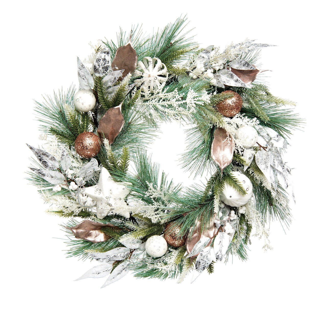 Transpac 24" Multicolor Christmas Glow Wreath - Artificial Floral Decoration, Plastic, Indoor Use, 24" Diameter, Bronze Glow